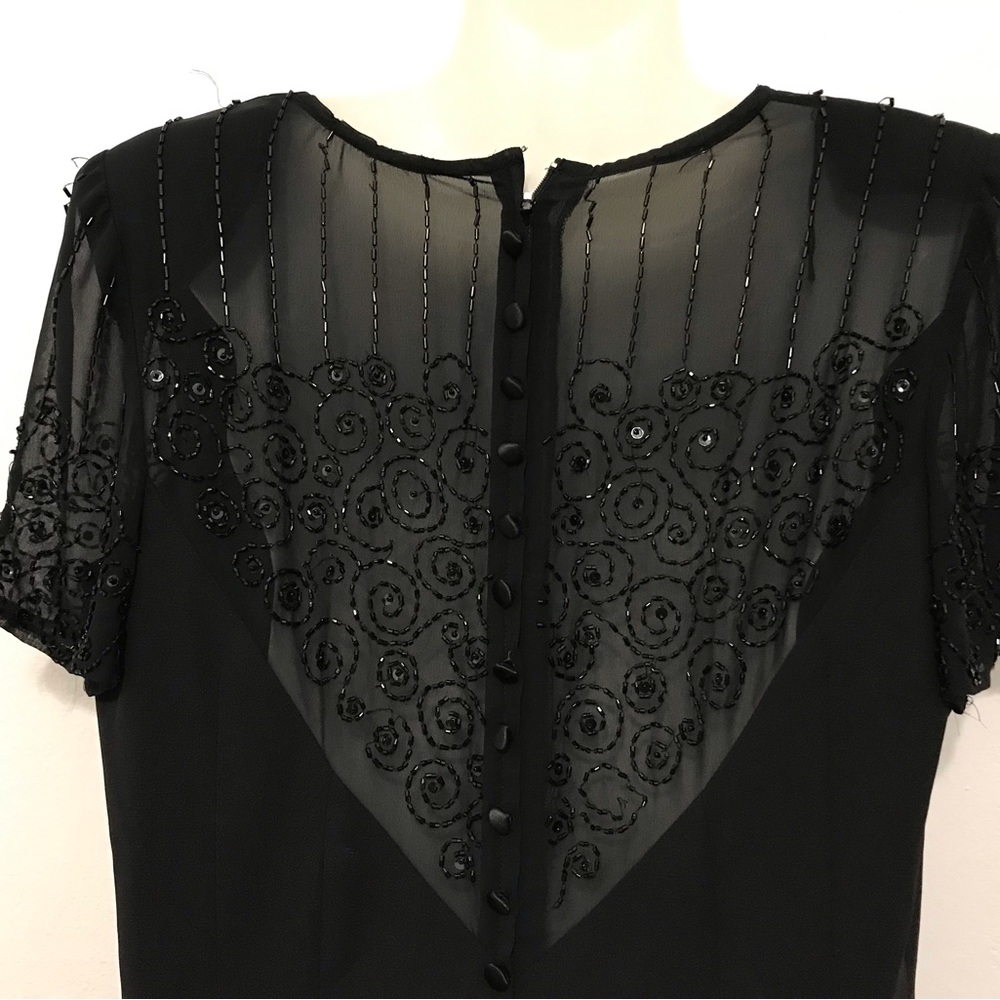 Evening beaded black dress women’s size 10 - Picture 3 of 10